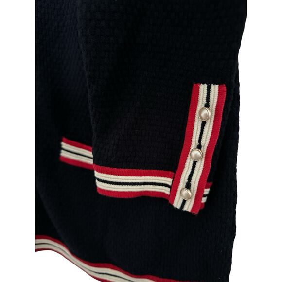 Talbots Navy Blue Cardigan Sweater M Textured Tipped Preppy Knit career casual - Picture 6 of 8